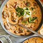 Hungarian Mushroom Soup - The creamiest mushroom soup with fresh dill, thyme, and paprika. Top with a dollop of sour cream and crusty bread!