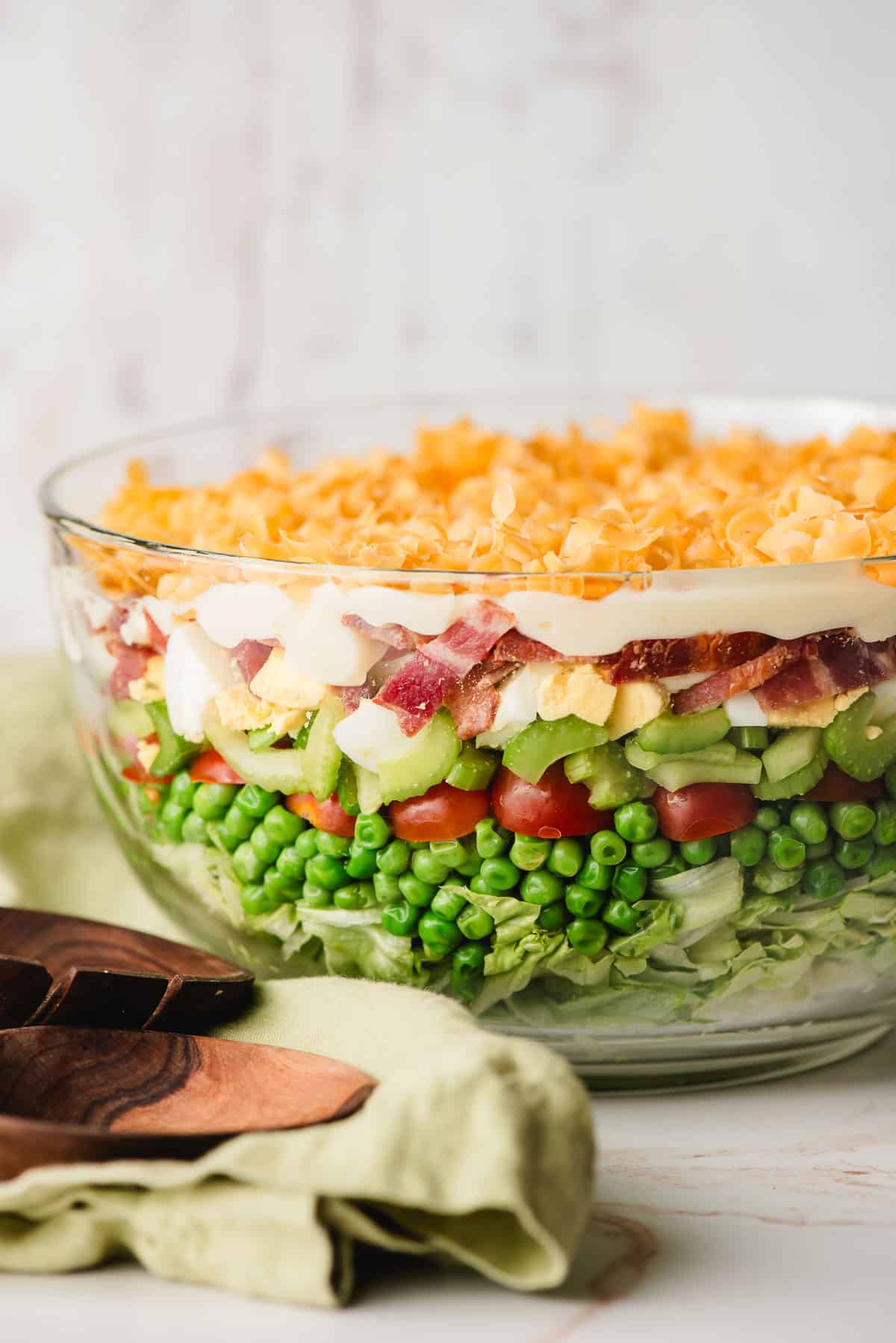 Giant bowl of 7 layer salad.