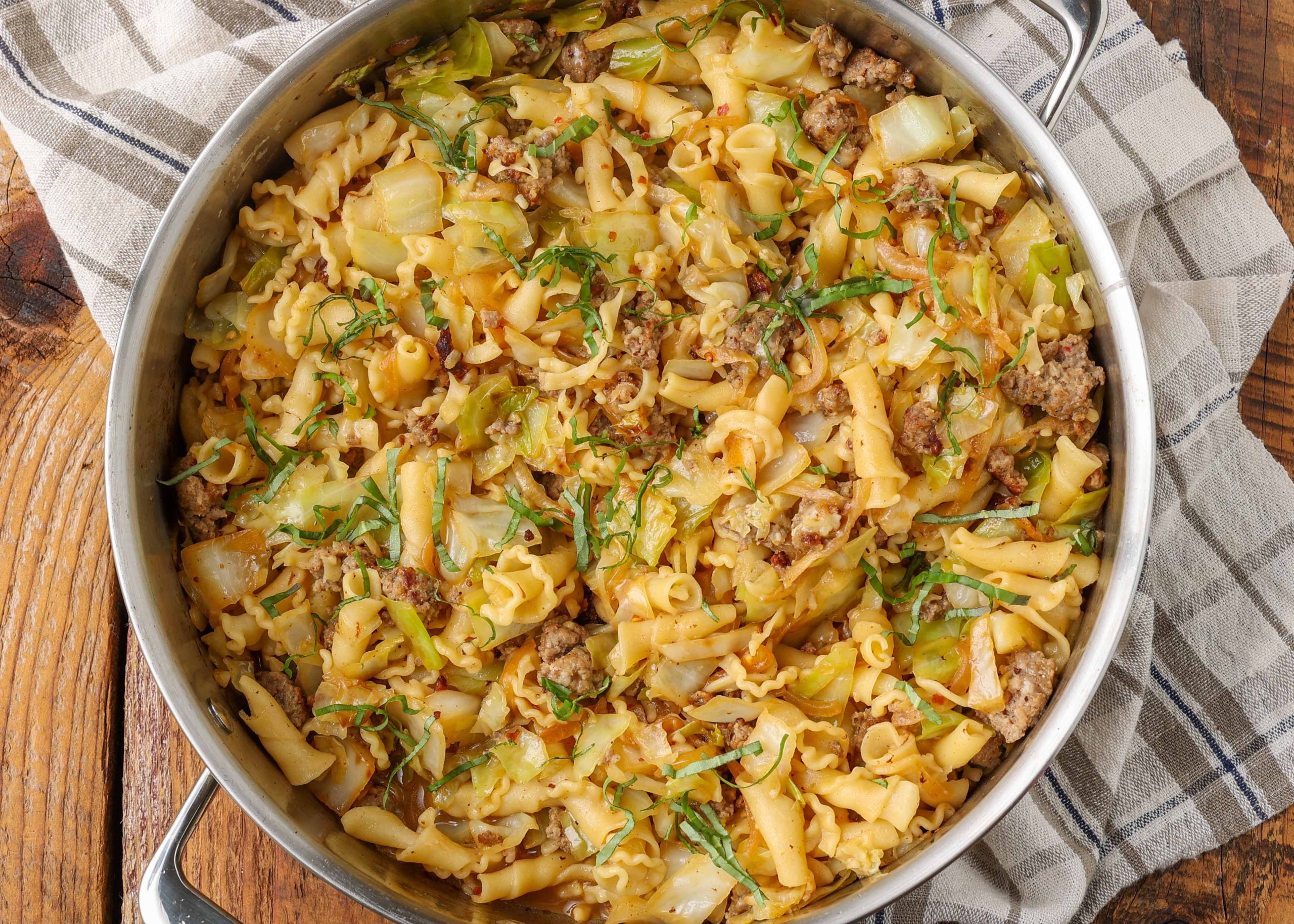 Cabbage Sausage Pasta - Barefeet in the Kitchen