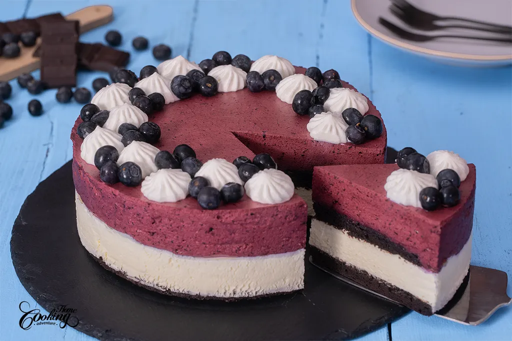 Chocolate Blueberry Mousse Cake - with section