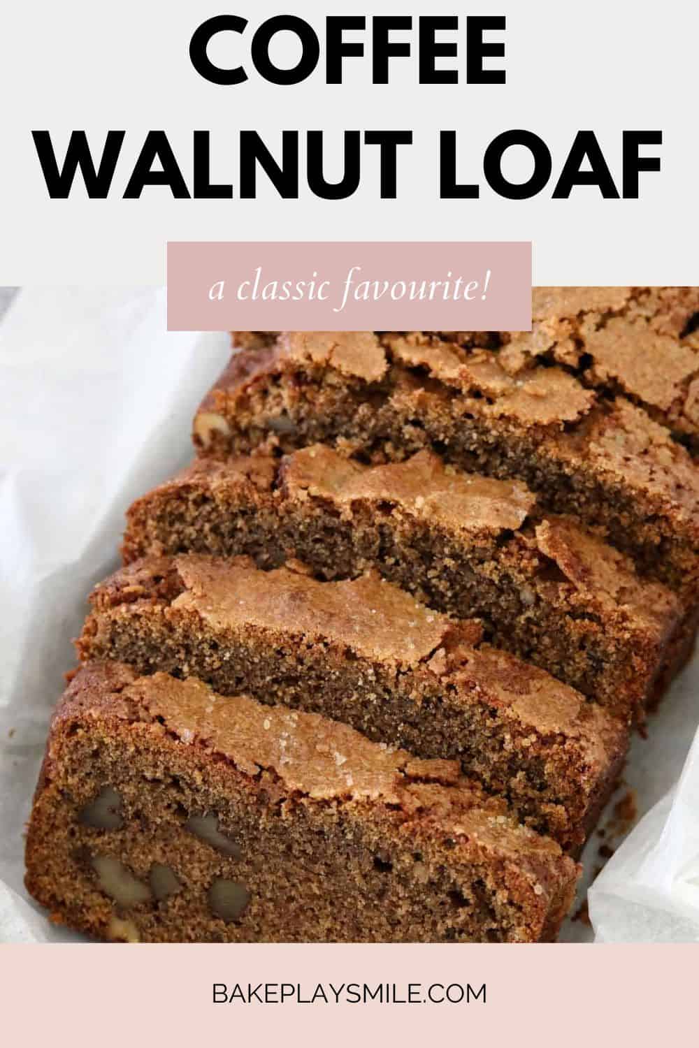 Slices of a baked coffee walnut loaf.