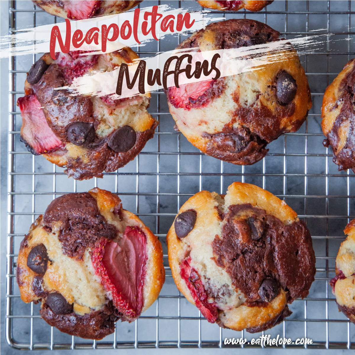 Neapolitan Muffins | Vanilla Chocolate Strawberry Muffins