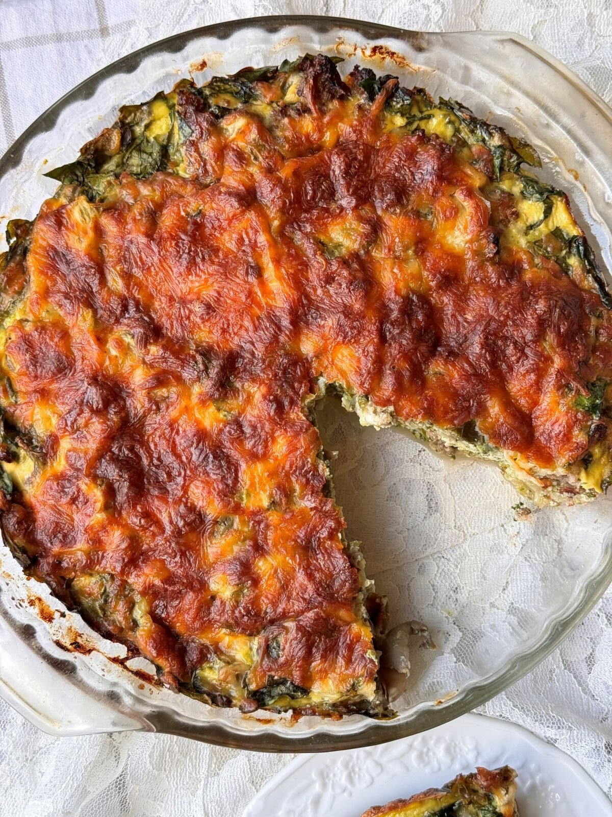 Sausage Spinach Crustless Quiche