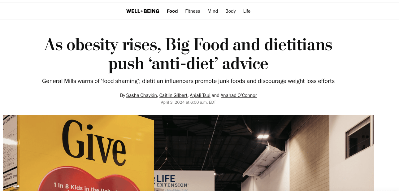 The Washington Post Thinks dietitians Are Making People Sicker. They're Wrong.