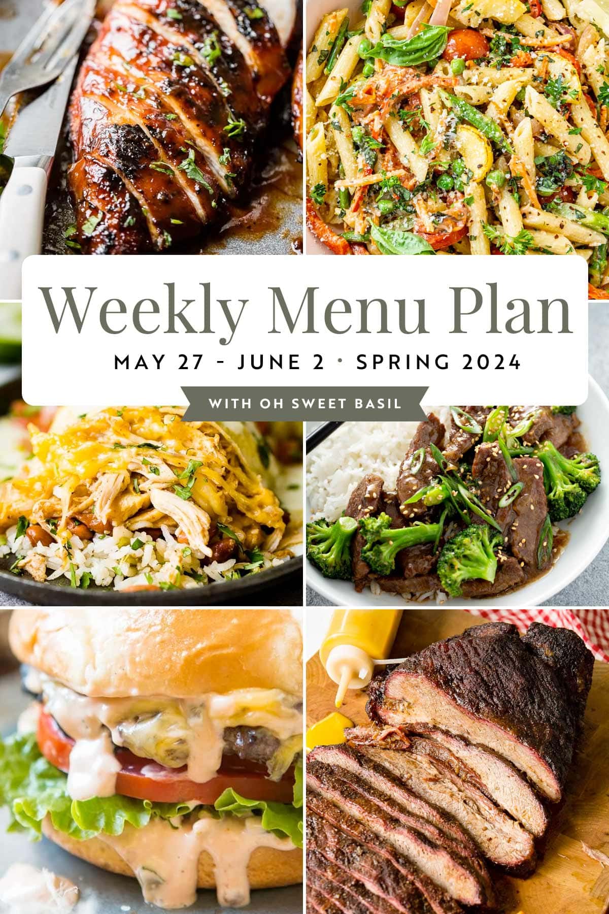 a photo of a collage of pictures of meals that are part of a weekly menu plan