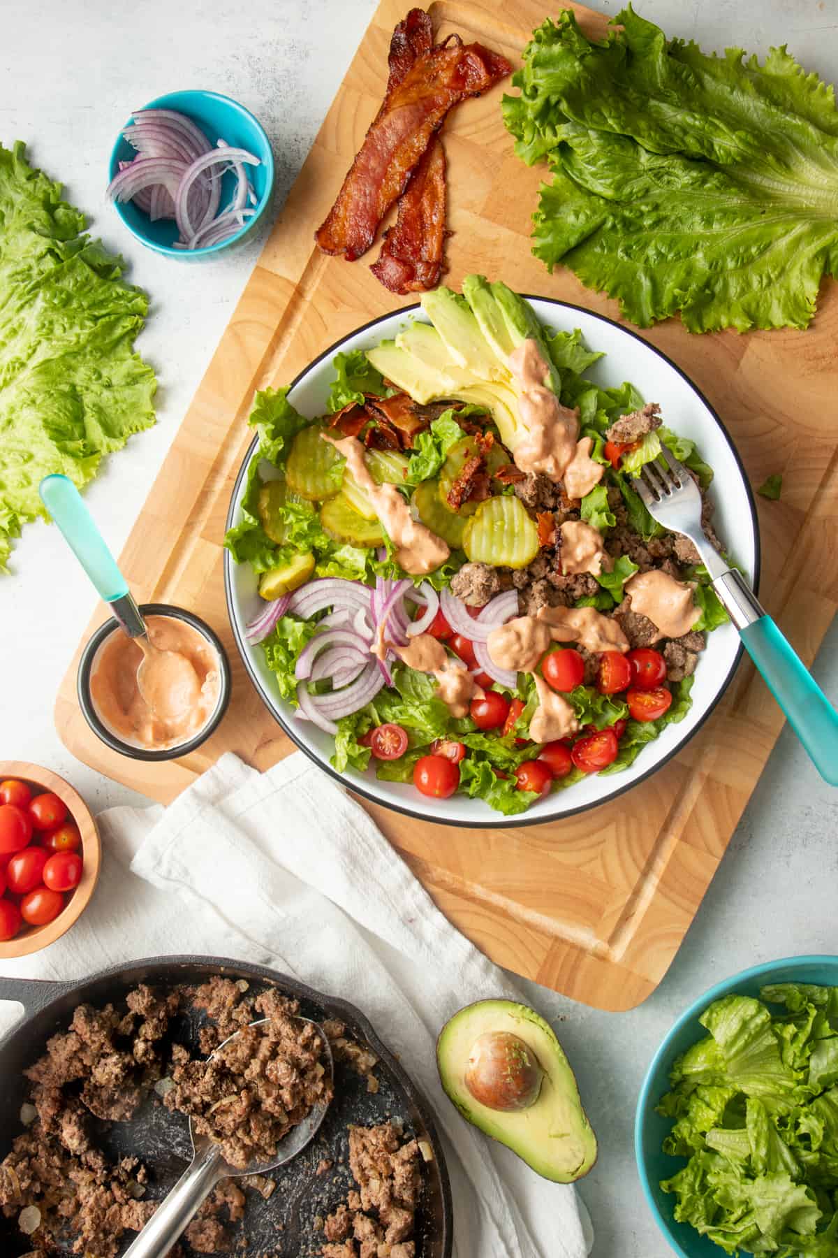 Loaded Burger Bowl with "Special Sauce" (Whole30, Paleo)