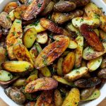 A platter of oven-roasted fingerling potatoes.