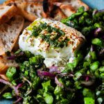 chopped salad with feta, lime and mint