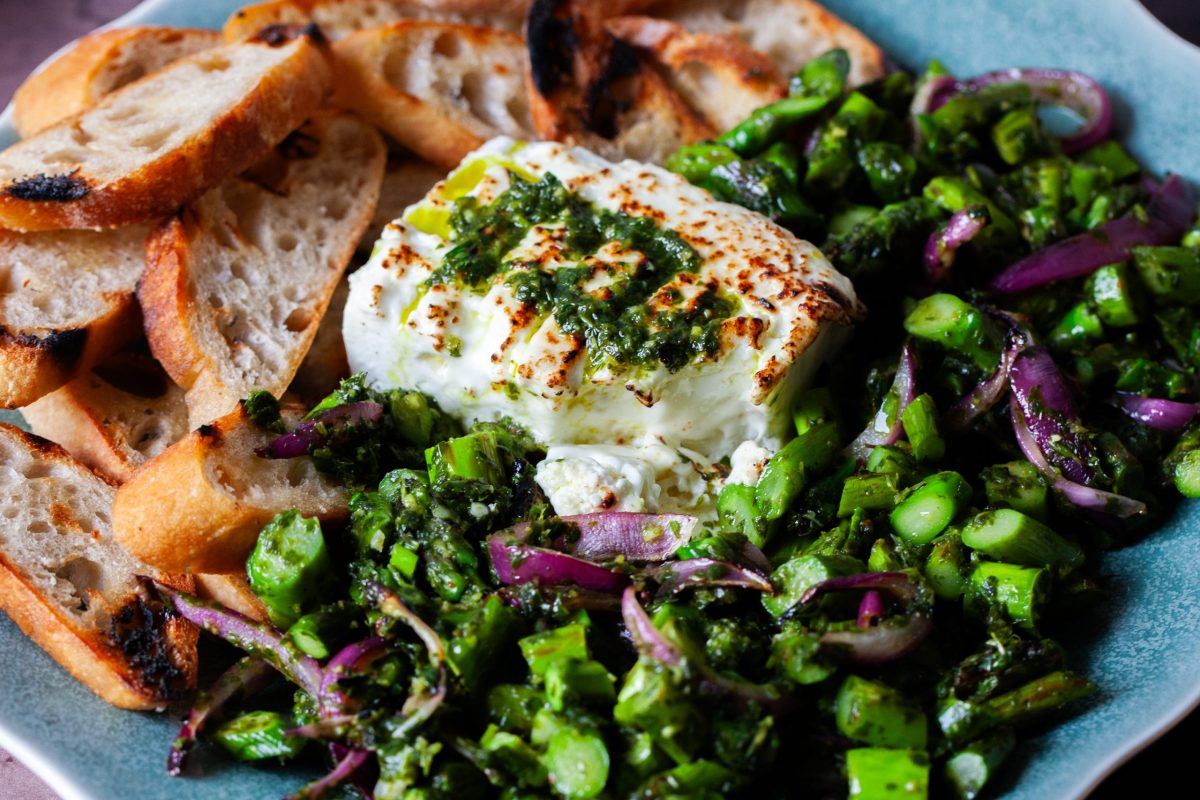 chopped salad with feta, lime and mint