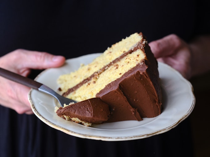 Yellow Cake with Chocolate Frosting