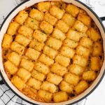 cooked Easy Tater Tot Casserole in the pot