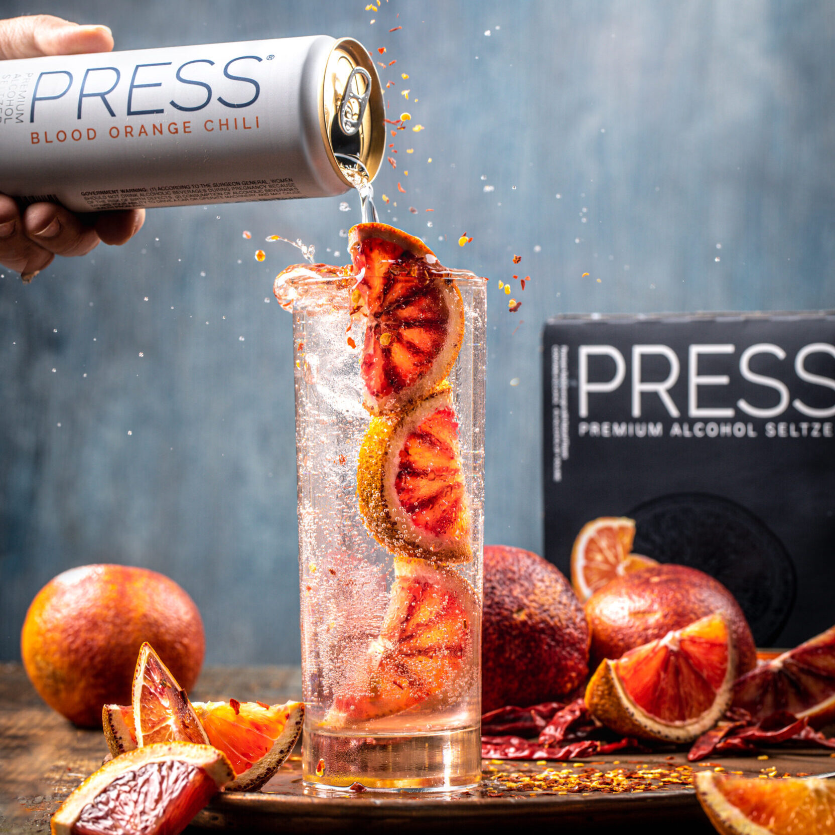 Stunning Drink Photography with Luxury Alcoholic Press Seltzer