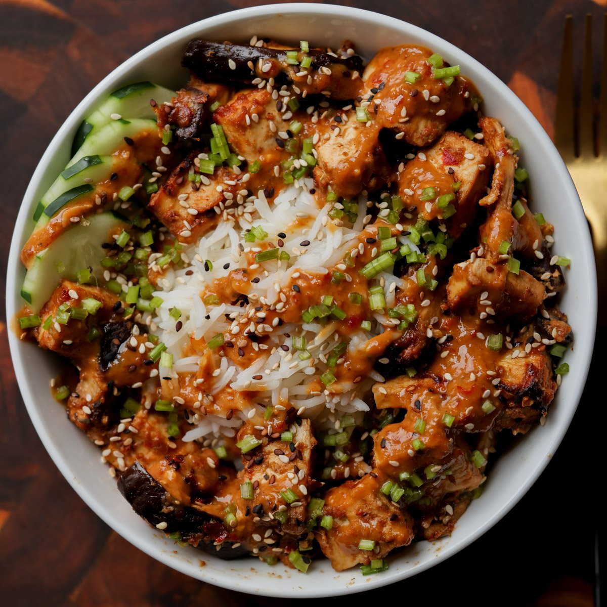 Baked Eggplant and Tofu in Peanut Sauce