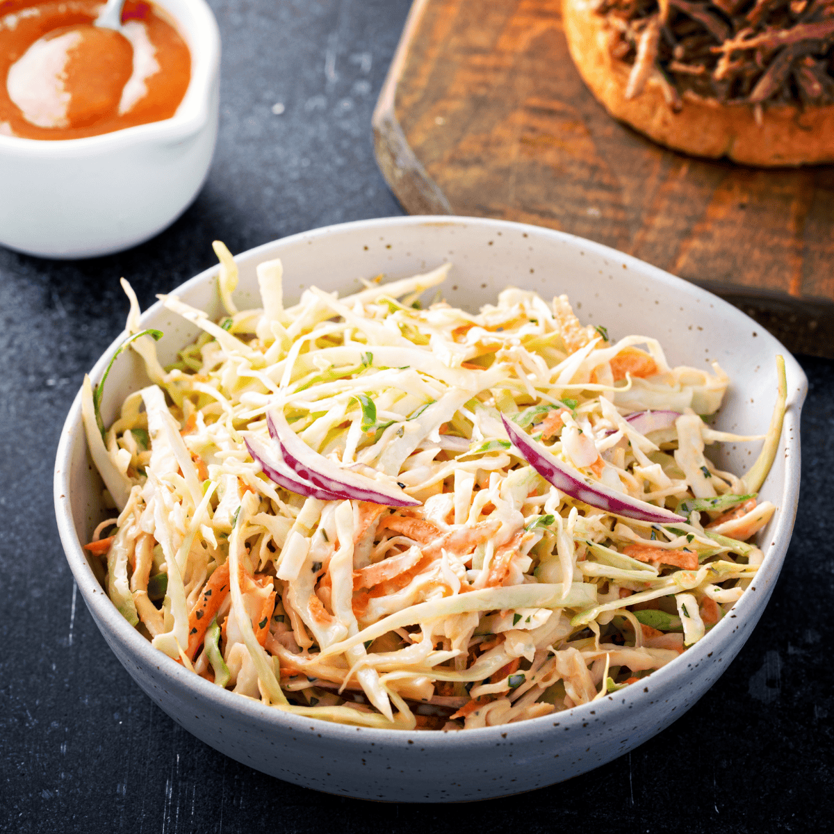 Overhead image of Broccoli Slaw in a bowl