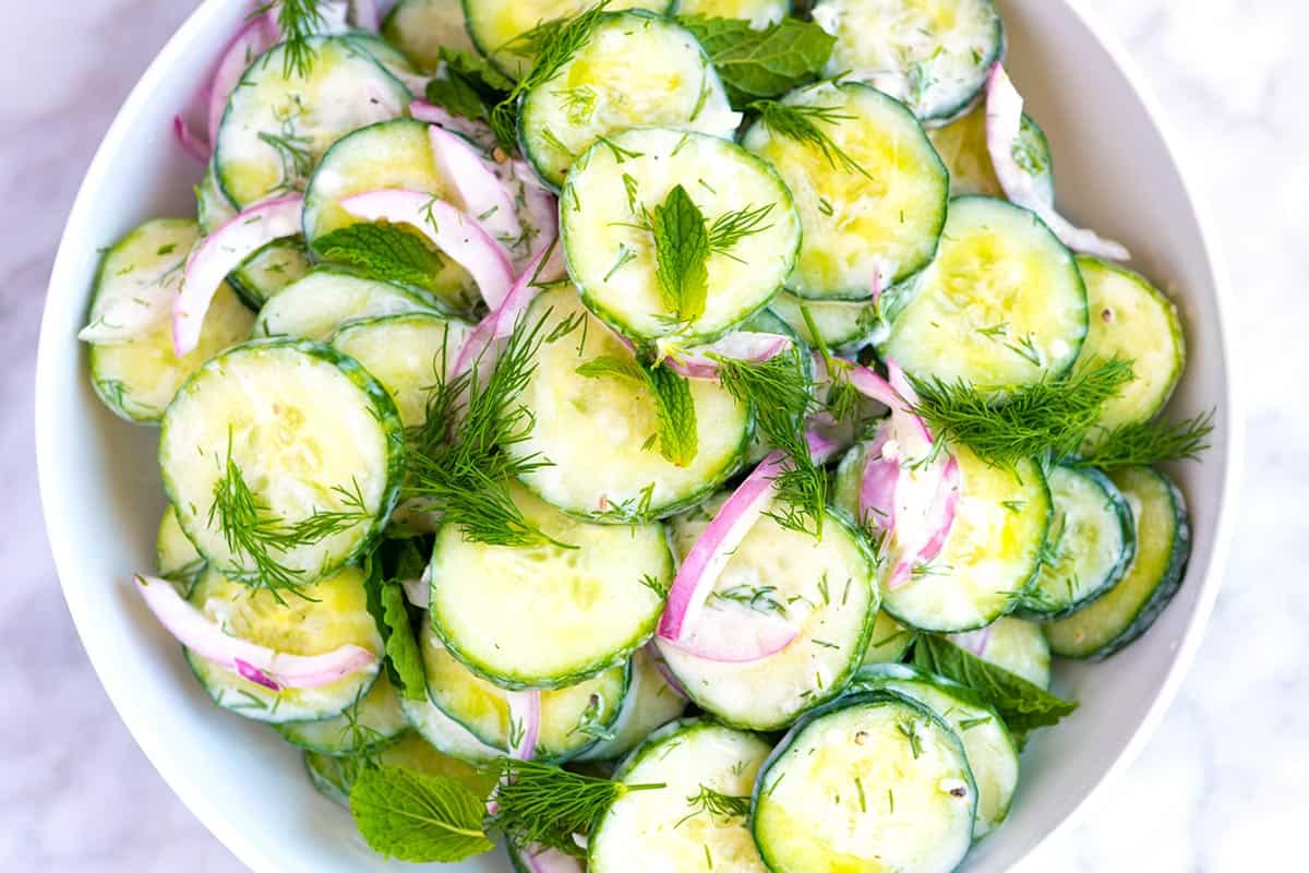 Creamy Cucumber Salad with Greek Yogurt (Tzatziki cucumber salad)