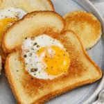 close up of Eggs in a Basket on a plate