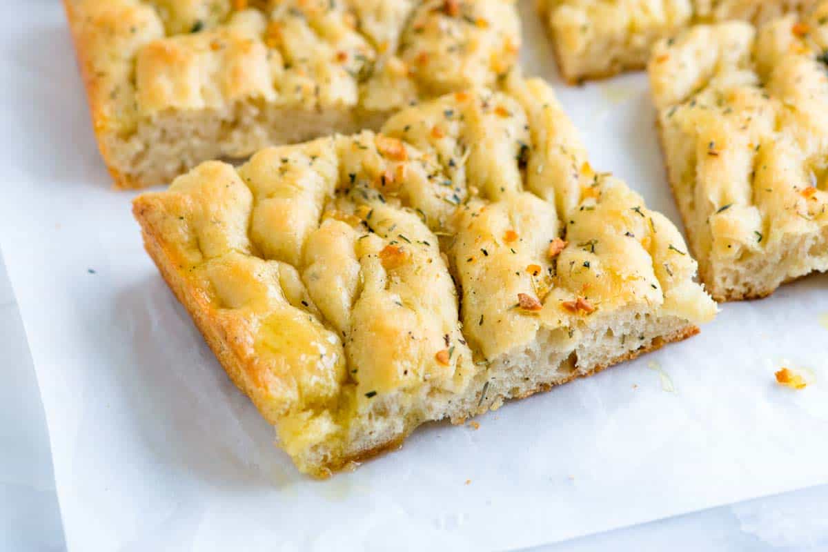 Homemade Focaccia Bread with Garlic and Herbs