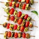 Grilled Pesto Chicken and Tomato Kebabs