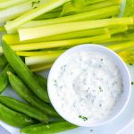 Blue Cheese Dressing with celery and peas