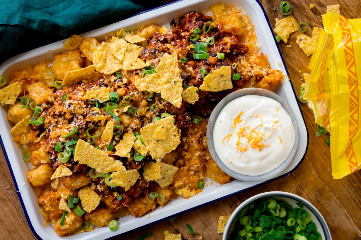 Loaded Totchos (hash brown bites)