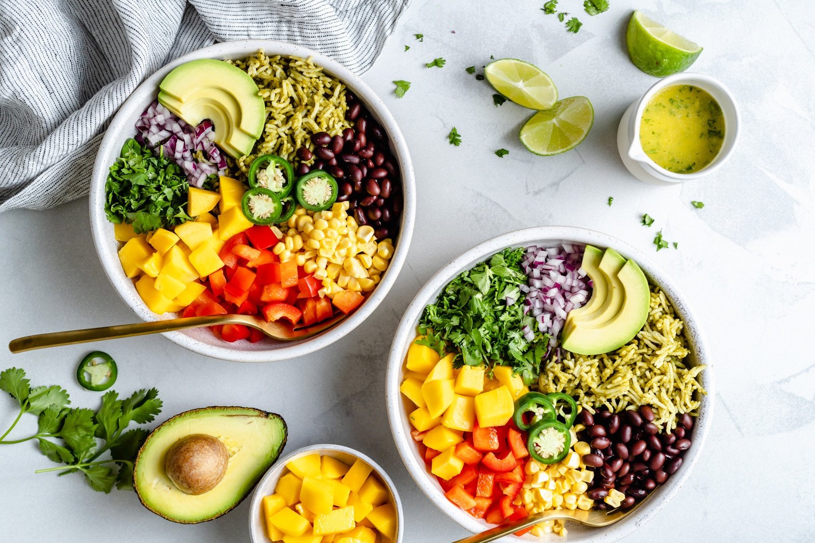 Vegan Green Rice Bowls with Mango & Black Beans