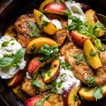 Pesto Peach Chicken in White Wine with Burrata