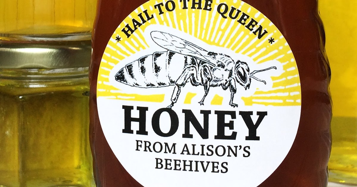 Queen Bee honey labels for mason jars and honey bottles