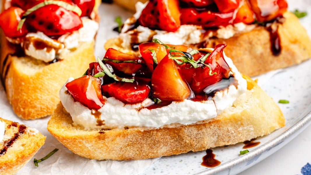 The Easiest Strawberry Bruschetta | Ambitious Kitchen