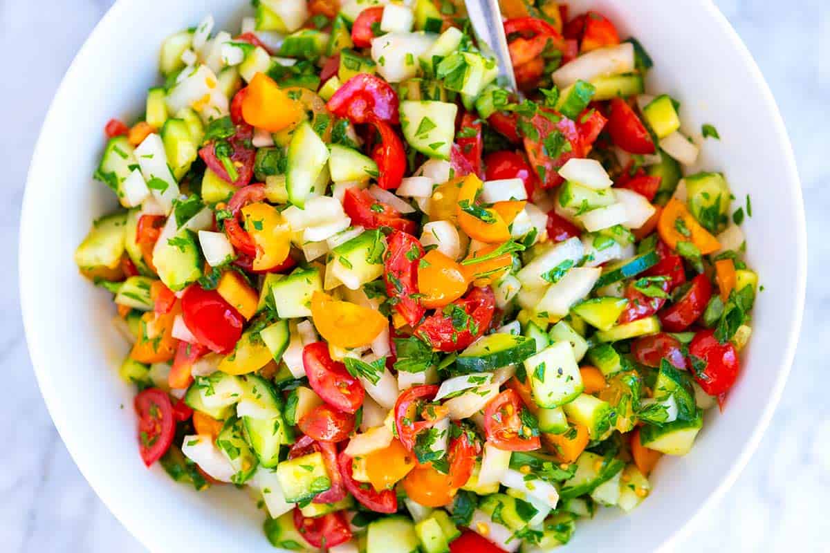 Chopped Cucumber Tomato Onion Salad