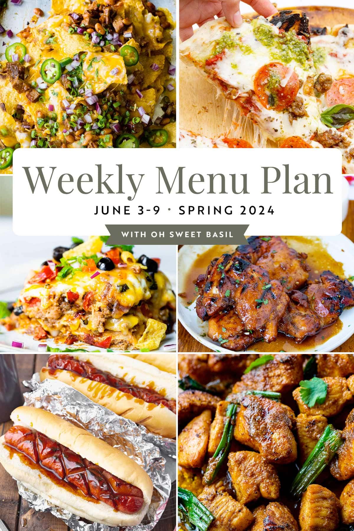 a graphic showing photos of a weekly menu plan for the week