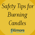 burning candles with text Safety Tips for Burning Candles"