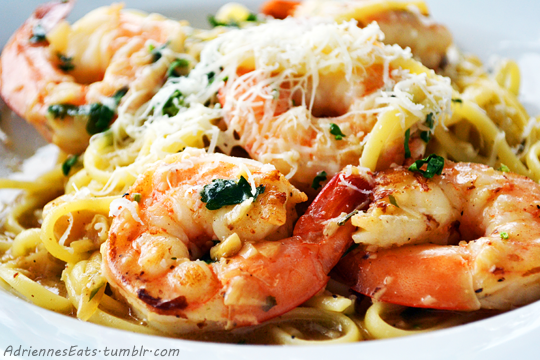 Linguine with Shrimp Scampi from Lynora’s in Jupiter, Florida